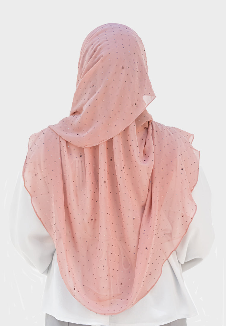 Persian Chiffon Crystal Halfmoon - Dusty Pink