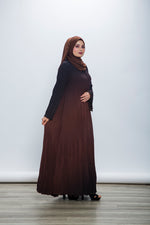 Pleated Abaya - Dark Brown
