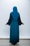 Pleated Abaya - Black Turquoise