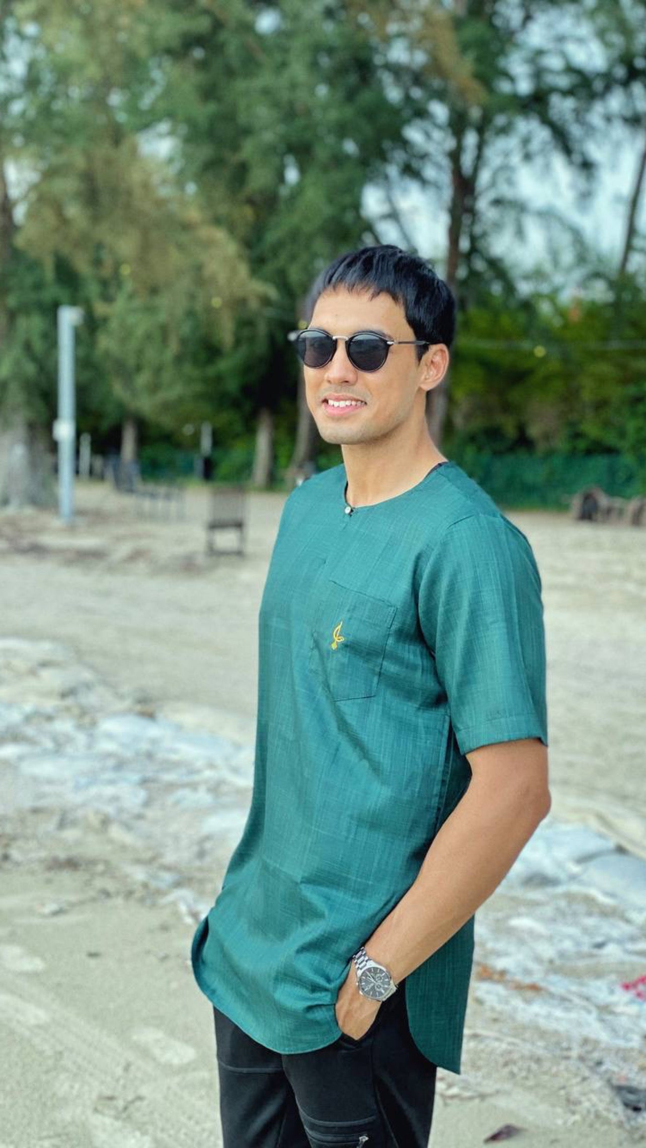Razaq Kurta- Emerald Green